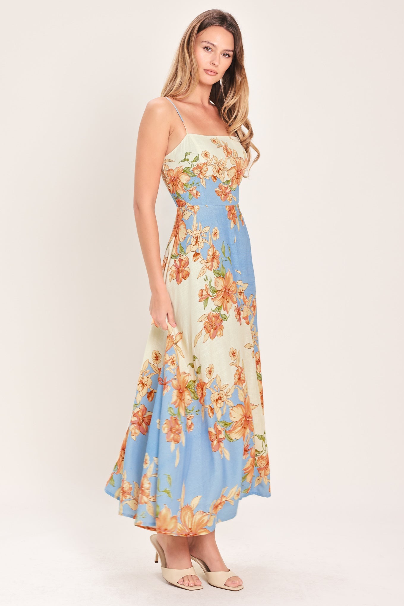 Summer Serenade Strappy Woven Midi Dress