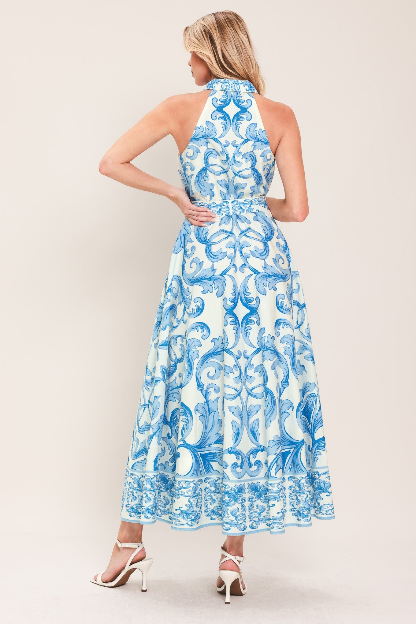 Blue Chateau Belted Woven Maxi Dress