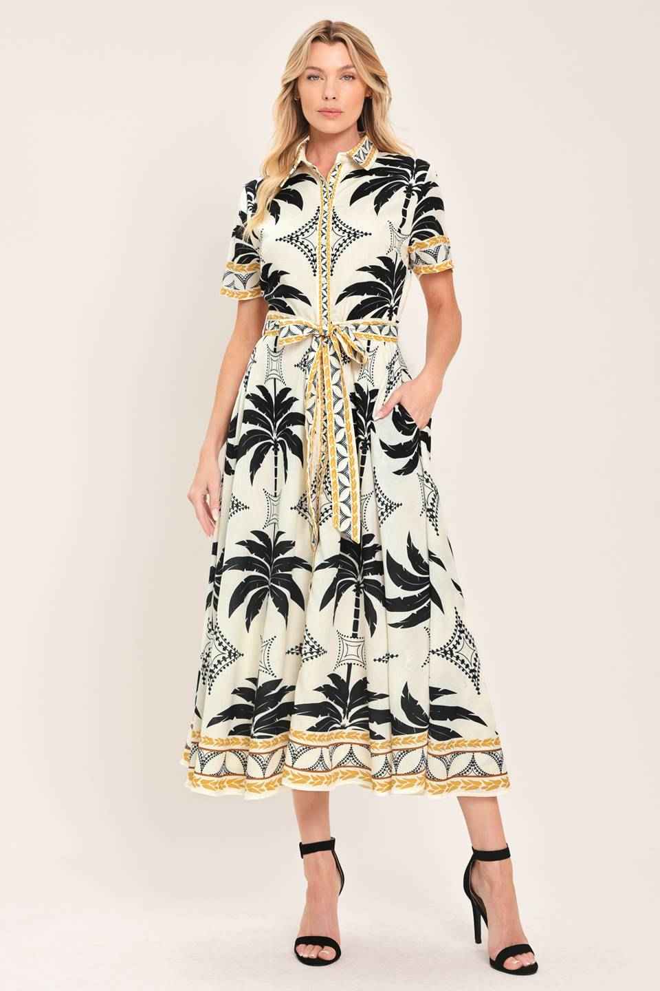 MONACO MOONLIGHT WOVEN SHIRT MIDI DRESS