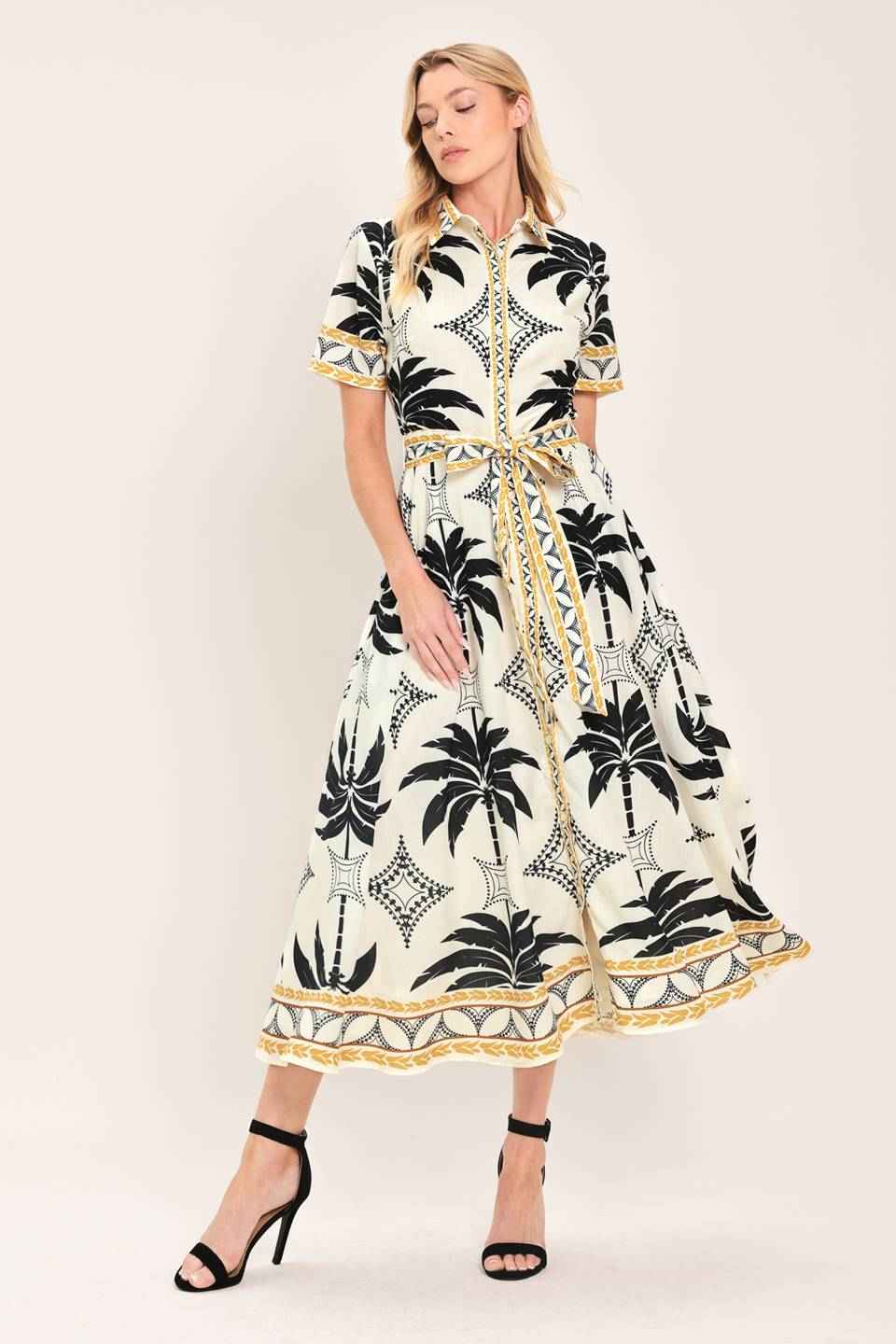 MONACO MOONLIGHT WOVEN SHIRT MIDI DRESS