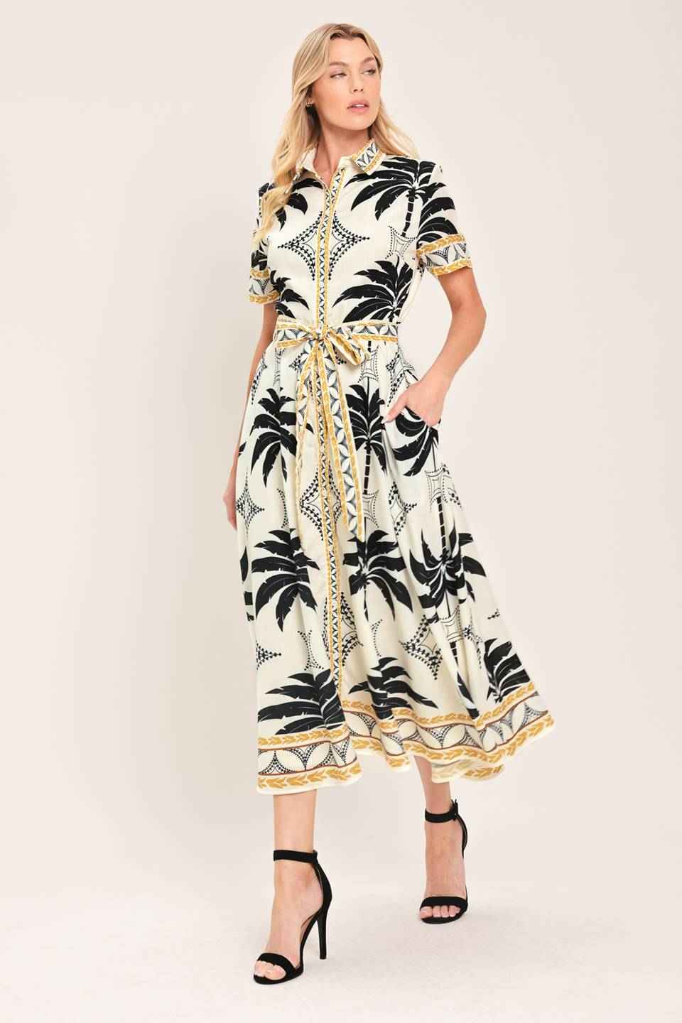 MONACO MOONLIGHT WOVEN SHIRT MIDI DRESS
