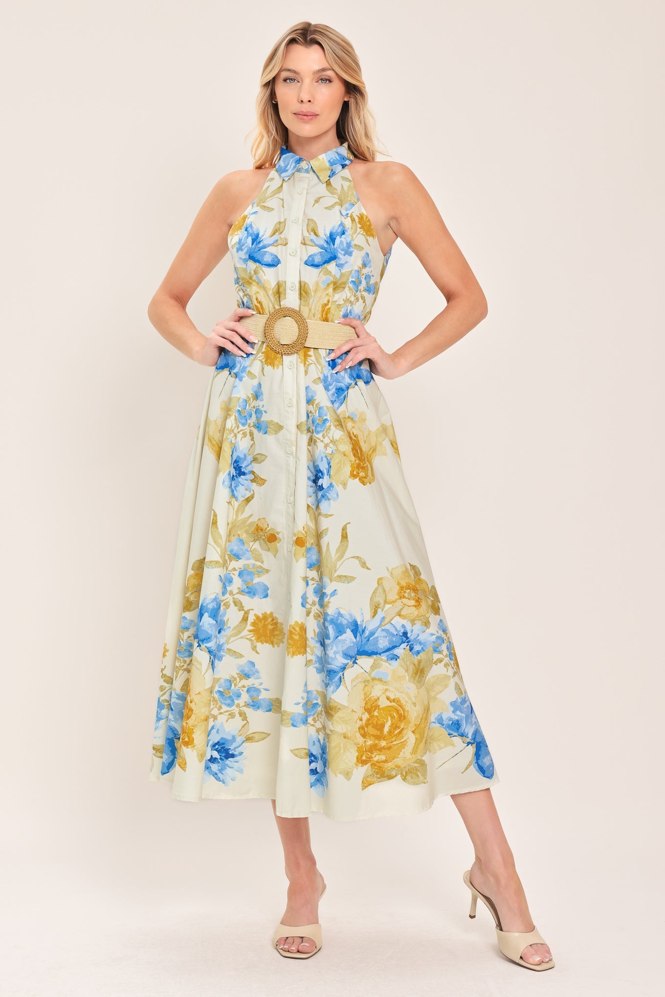 Sunny Daydream Belted Woven Midi Dress