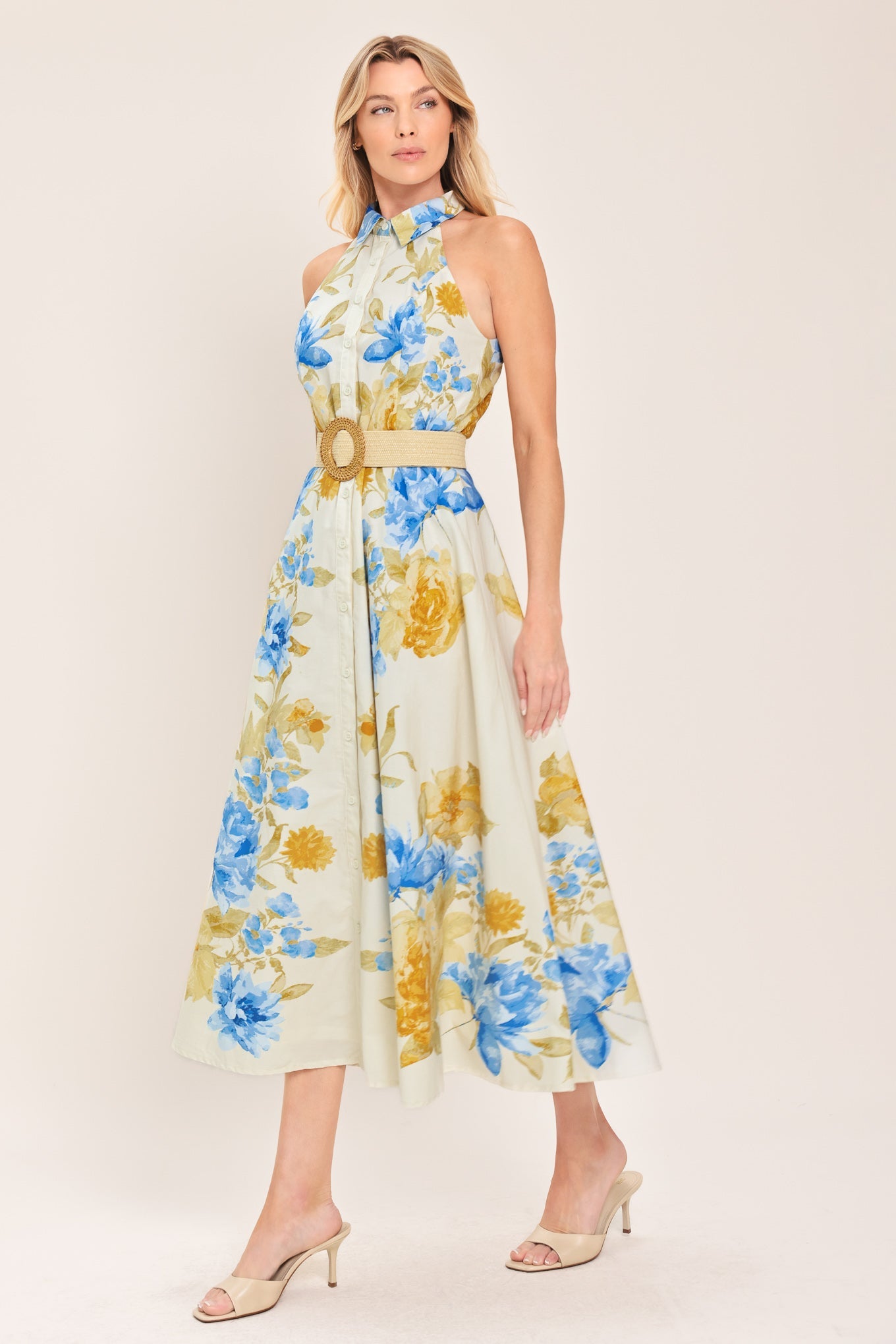 Sunny Daydream Belted Woven Midi Dress