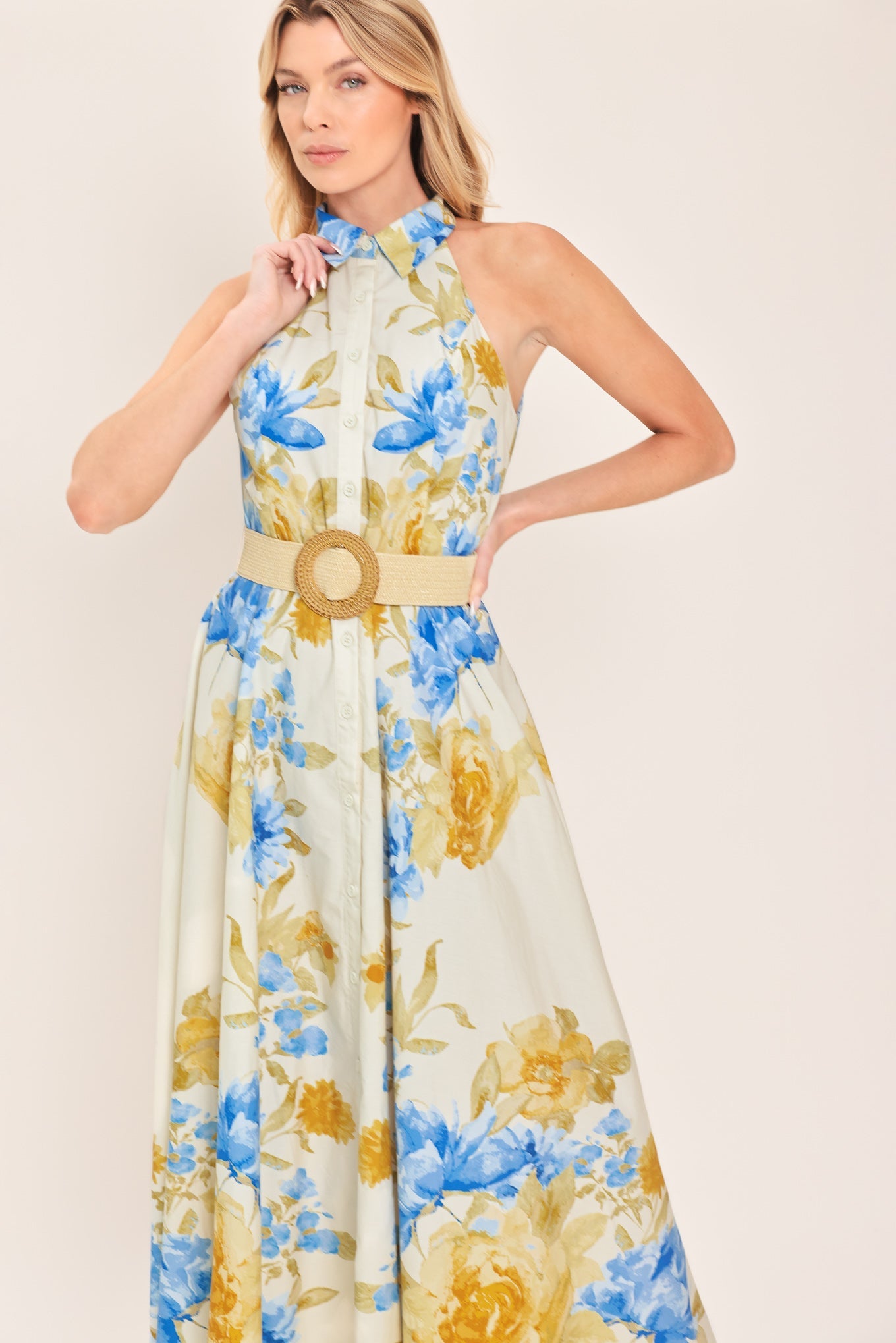Sunny Daydream Belted Woven Midi Dress