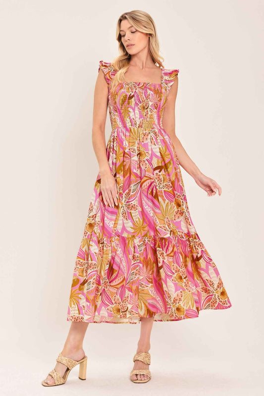 Cabana Crush Floral Tiered Midi Dress