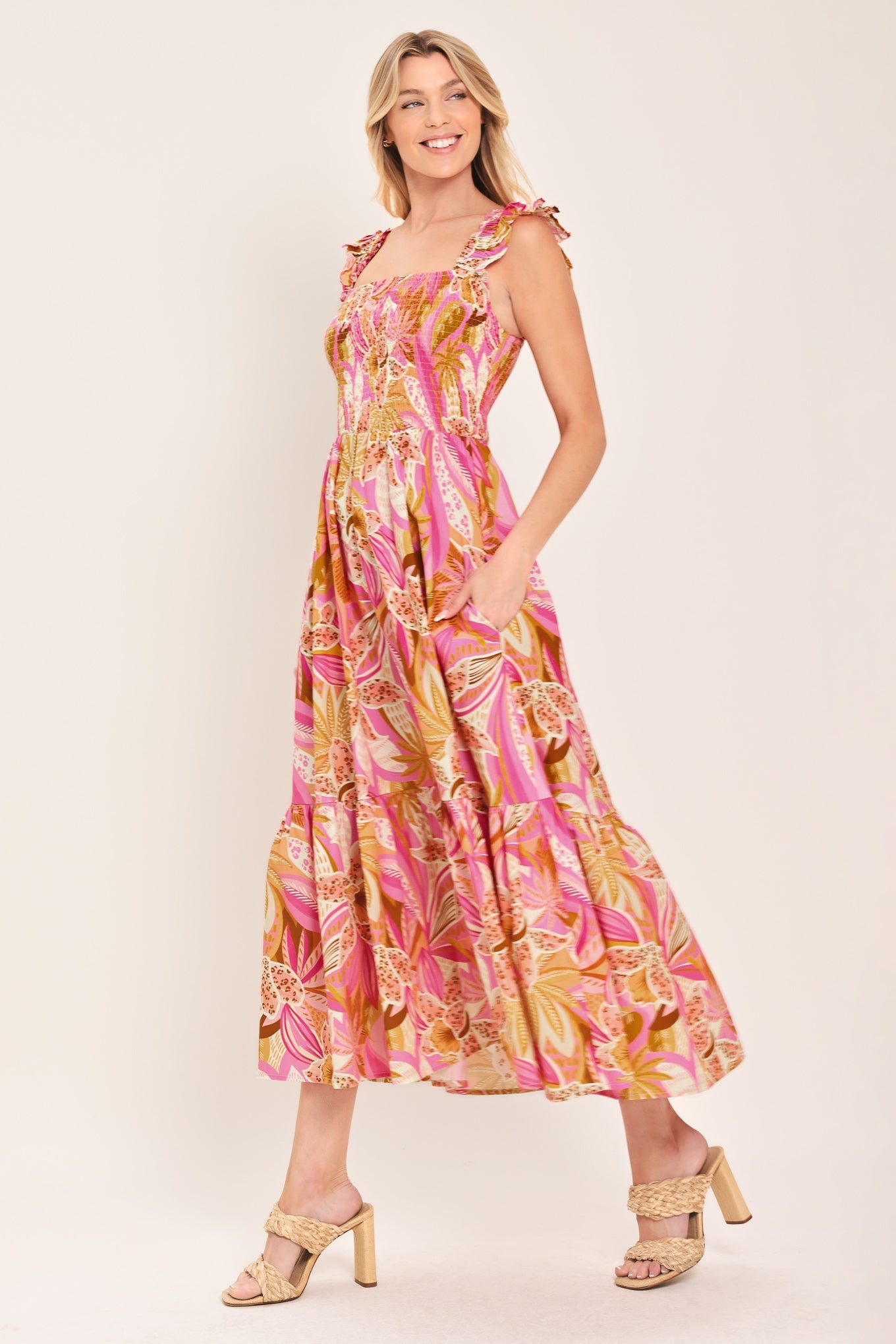 Cabana Crush Floral Tiered Midi Dress