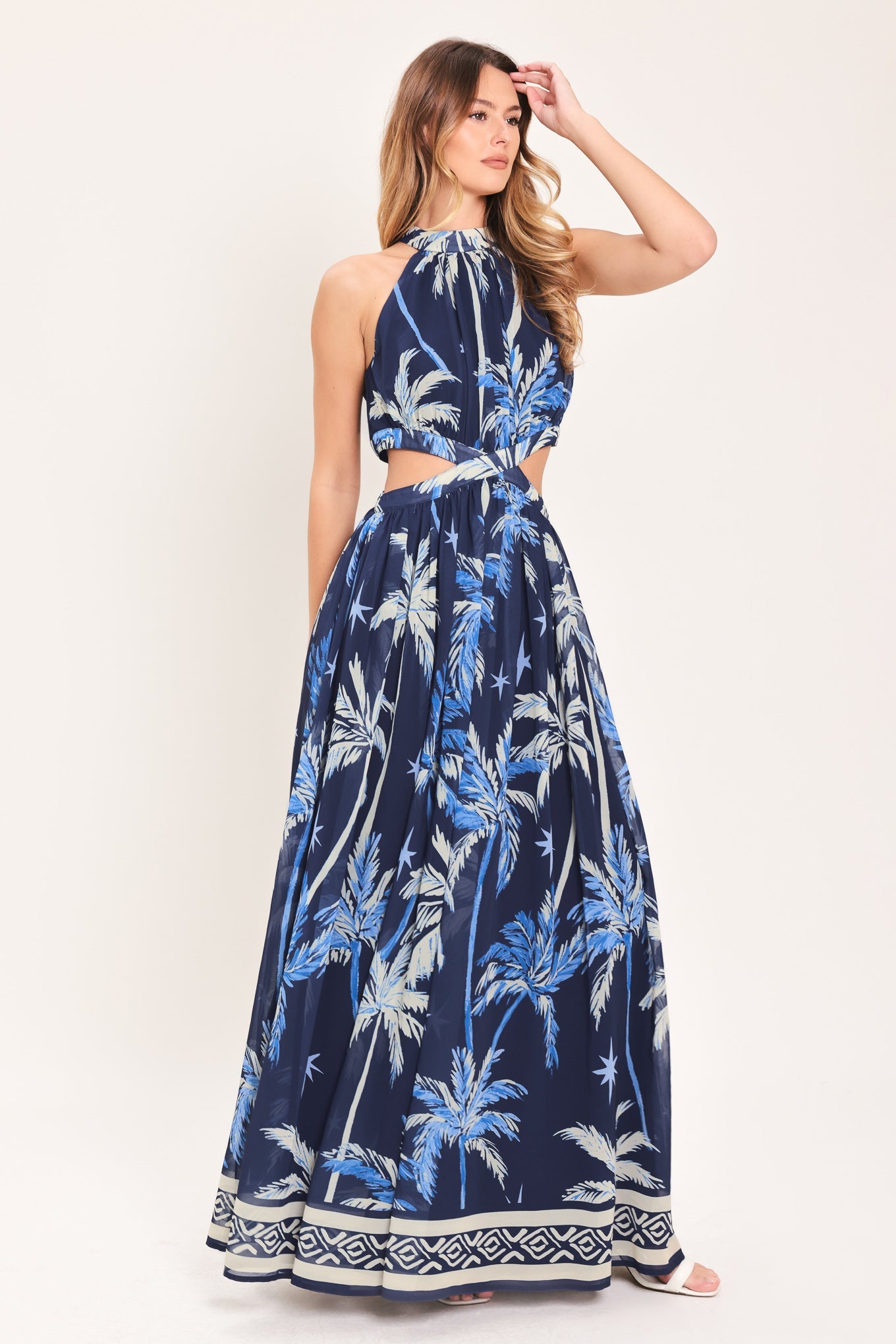 Coastal Stargazer Halter Maxi Dress