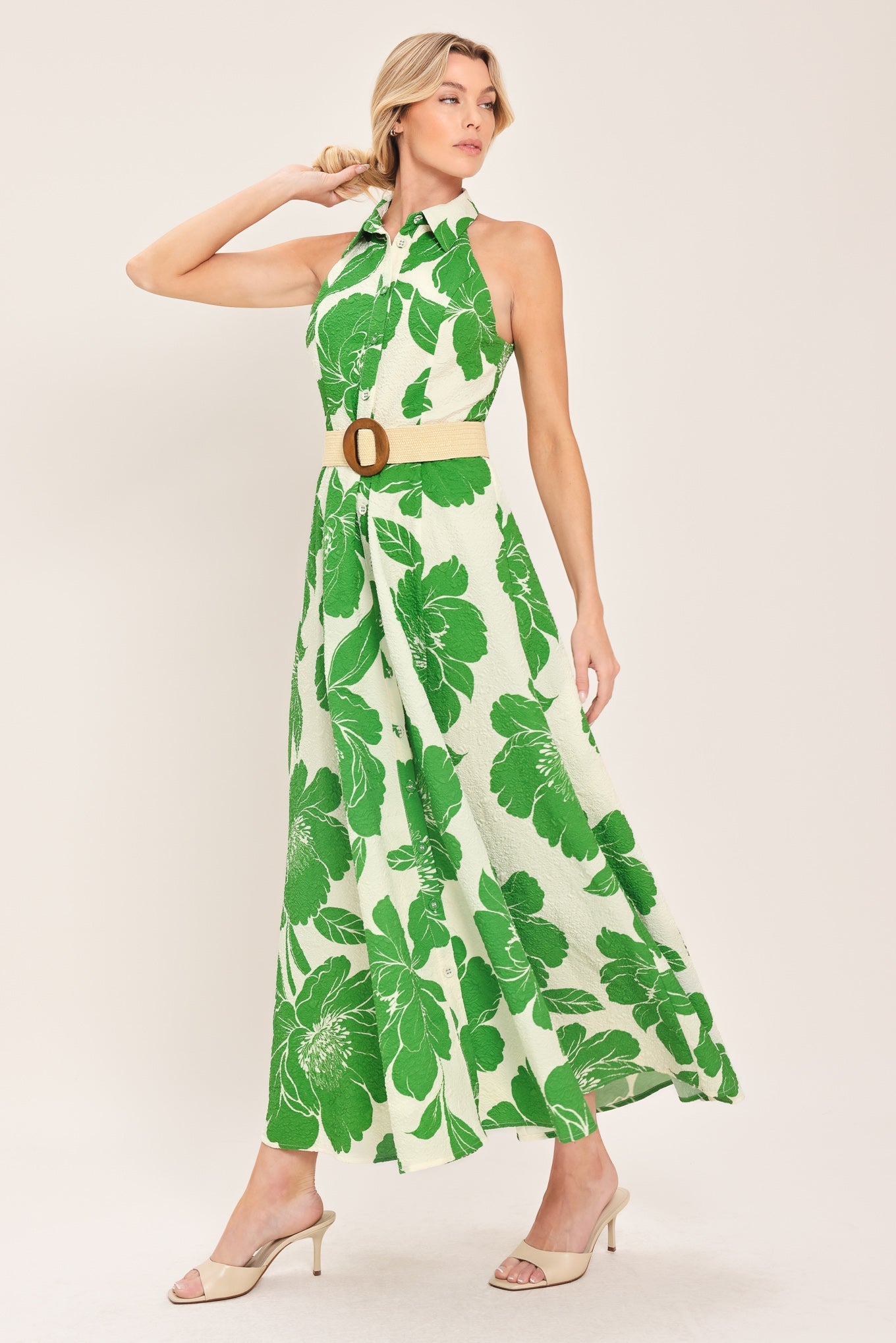 Palm Royale Floral Belted Midi Dress