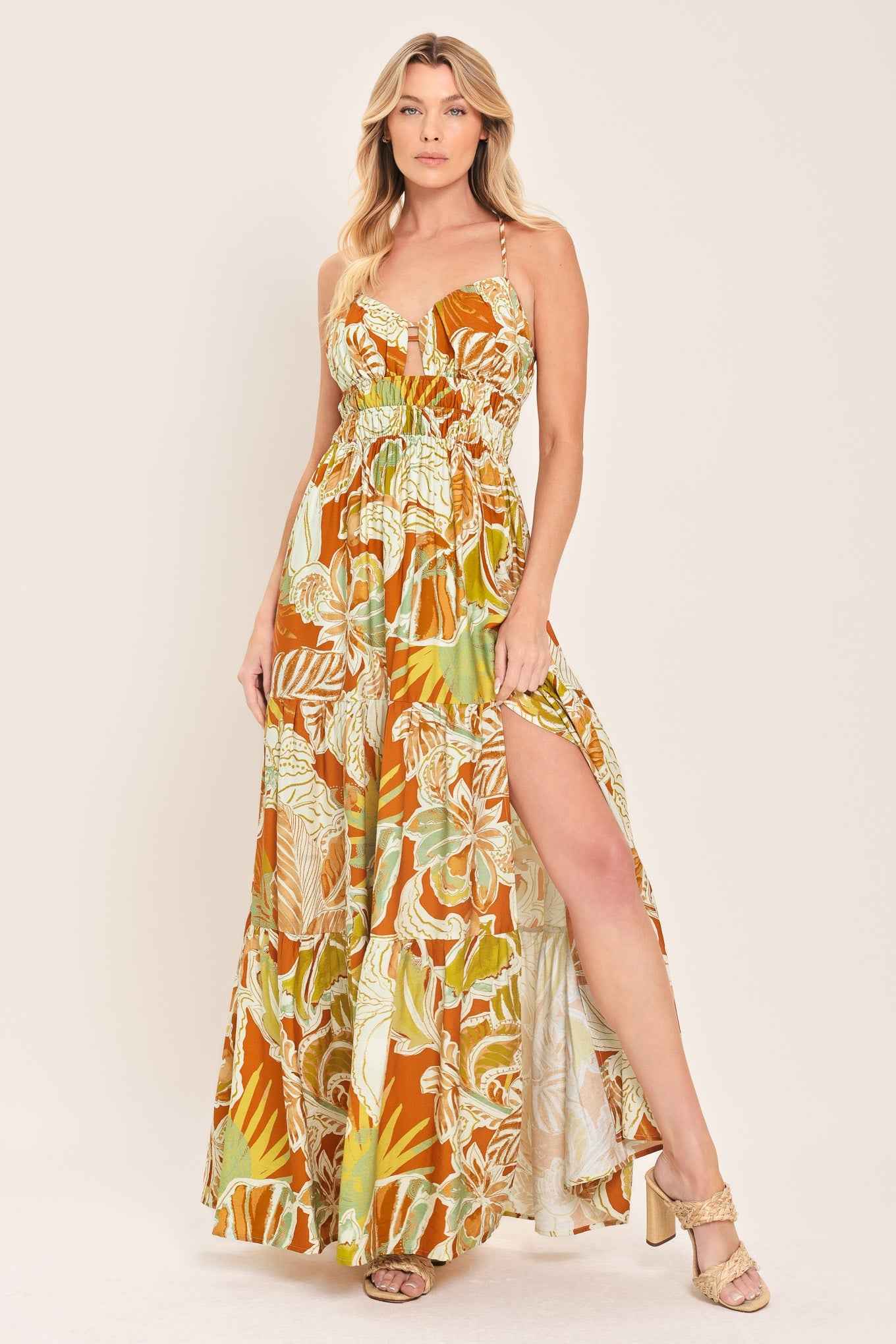 AMALFI PALM GODDESS WOVEN MAXI DRESS