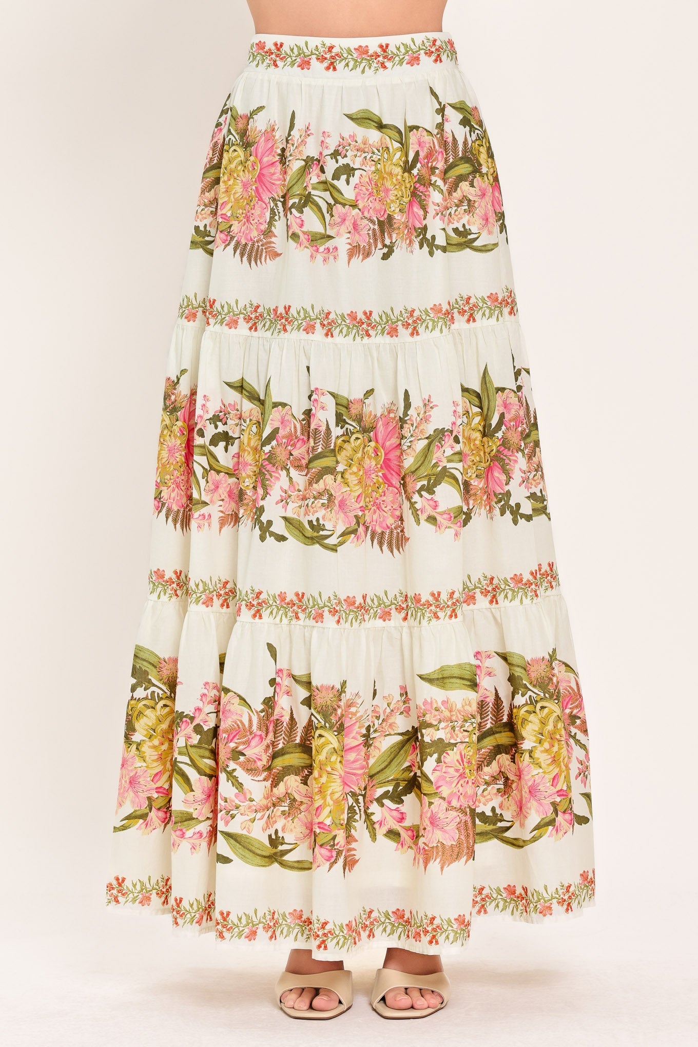 Botanical Escape Floral Tiered Maxi Skirt