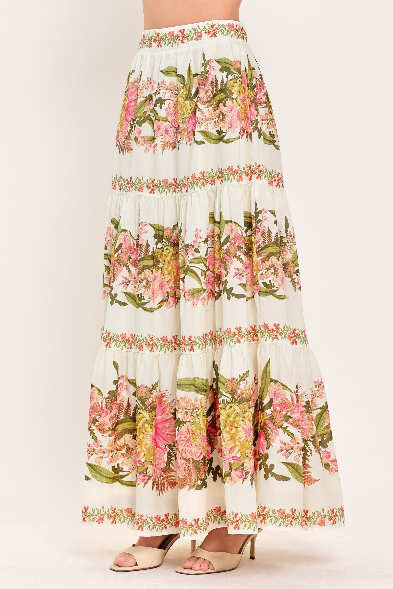 Botanical Escape Floral Tiered Maxi Skirt