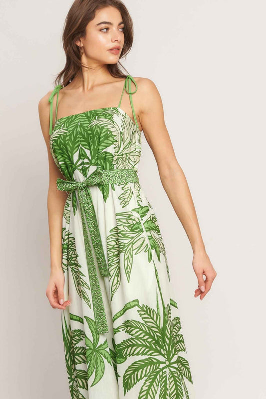 Palm Luxe Shoulder-Tie Wide-Leg Jumpsuit
