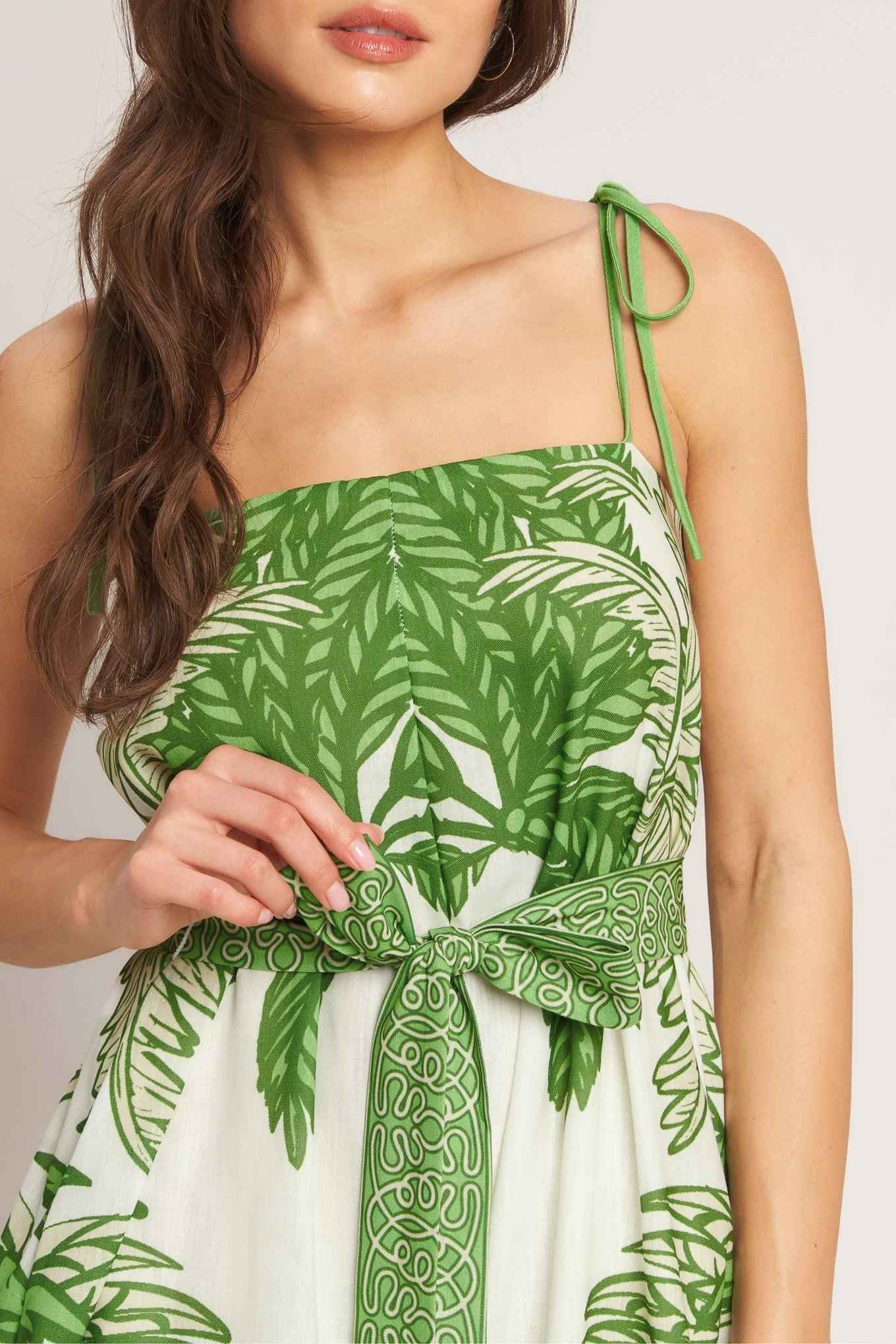 Palm Luxe Shoulder-Tie Wide-Leg Jumpsuit