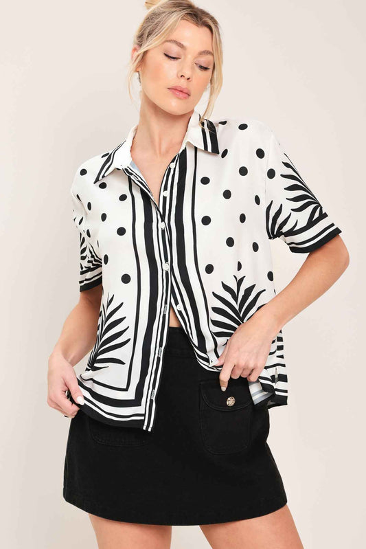 Vintage Resort Button-Down Woven Top