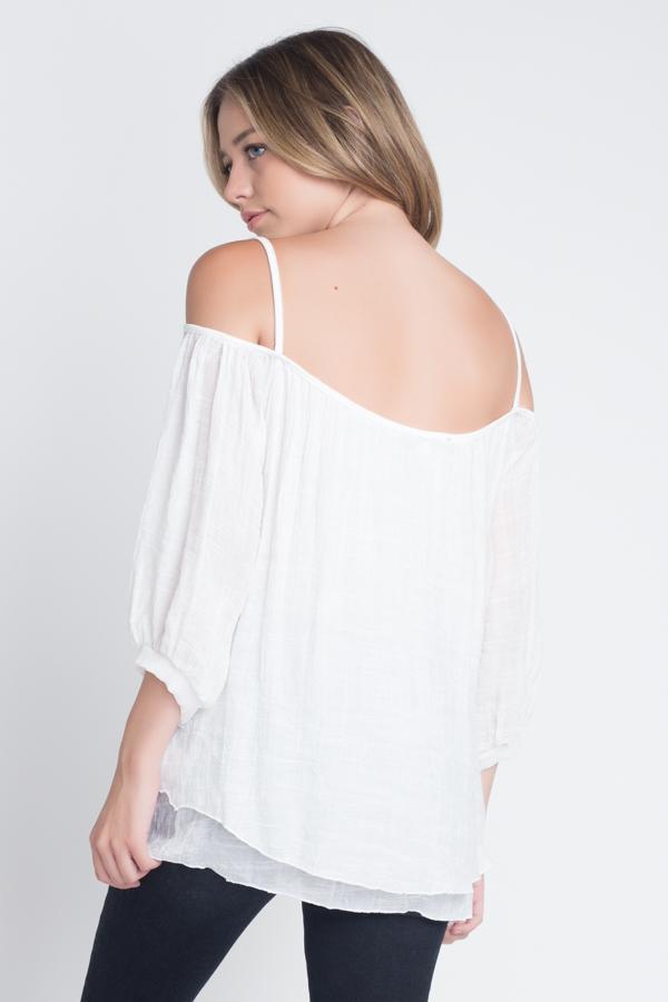 Savannah Breeze: 3/4 Sleeve Cold Shoulder Top