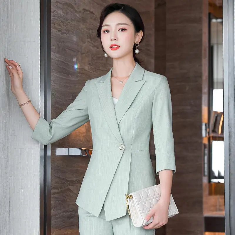Striped Half-Sleeve Business Suit for Corporate Authority | Sophisticata™