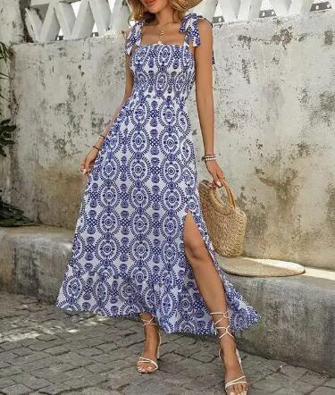 Vestido maxi estampado mediterráneo Miss Sparkling