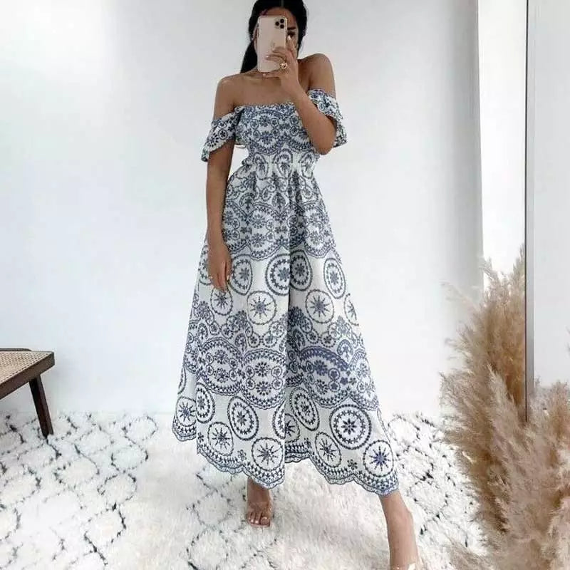 Boho Inspired Eyelet EMBROIDERED DRESS