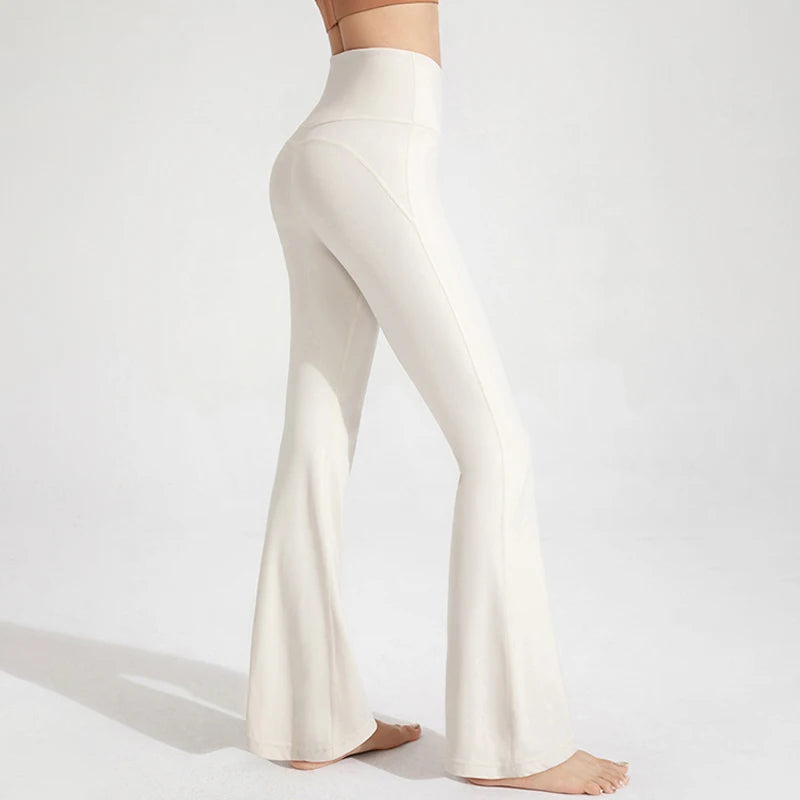 High Waisted Yoga Pants for Outdoor Running and Fitness - Hip Lifting Bell Bottom Design