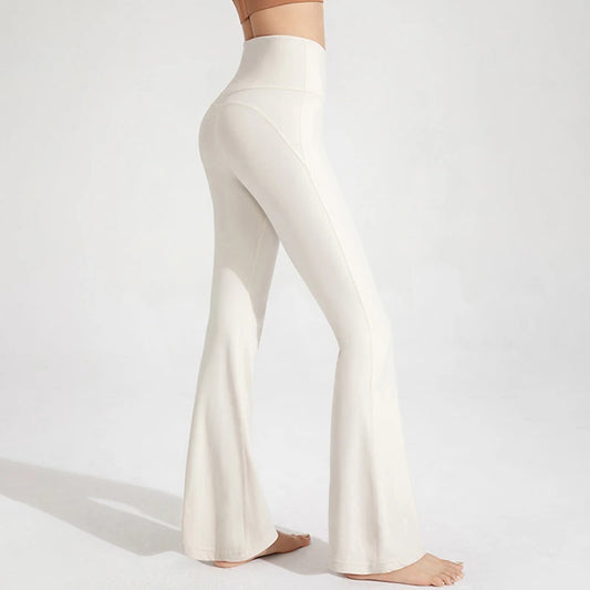 Pantalones de yoga de cintura alta para correr al aire libre y fitness - Diseño acampanado con realce de cadera