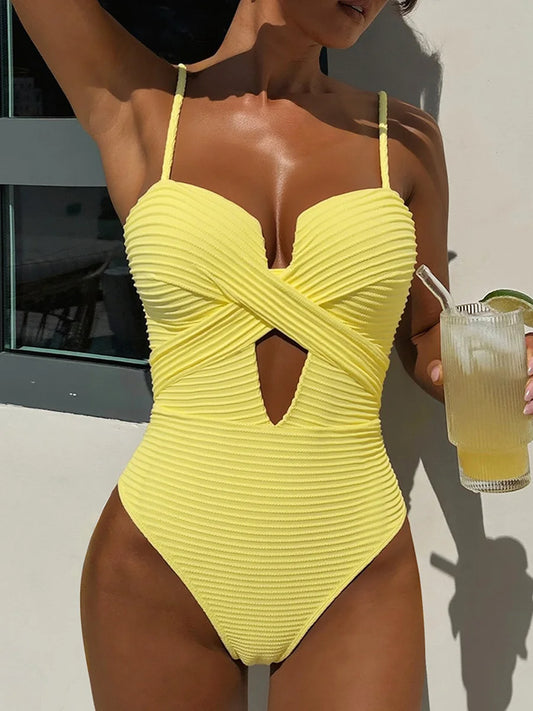 Ribbed Bra Cup Swimsuits 2025 Female Swimwear One Piece Swimsuit