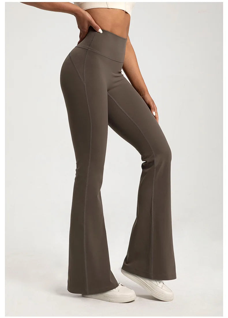 High Waisted Yoga Pants for Outdoor Running and Fitness - Hip Lifting Bell Bottom Design