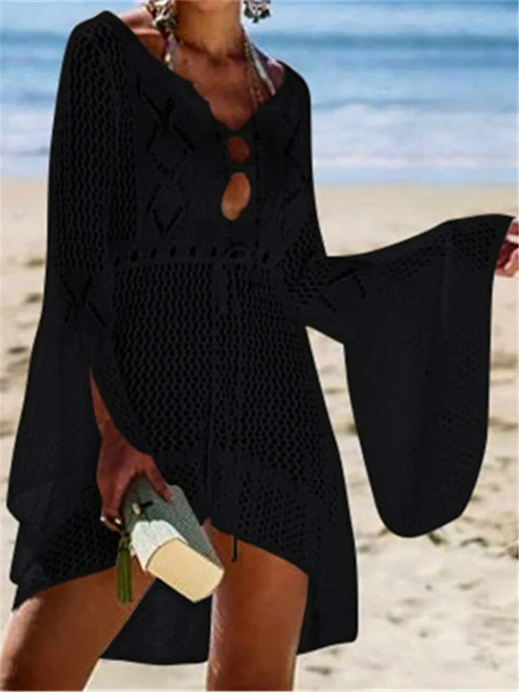 White Crochet Beach Tunic Cover-Up