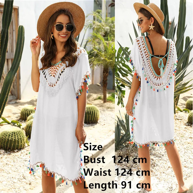 Beach Cover Up for Women Swimwear Tunic Fringe Ups