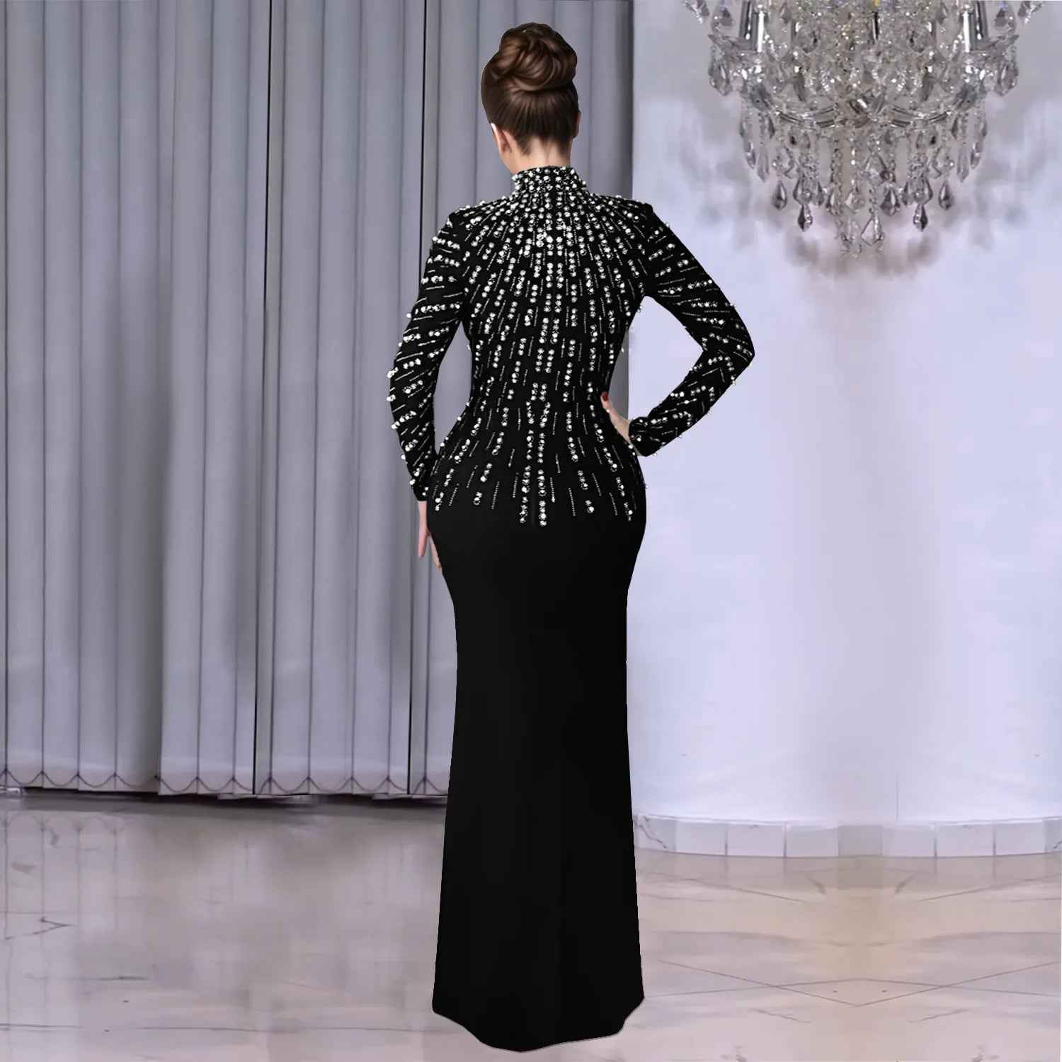 Sequin Halter Evening Gown