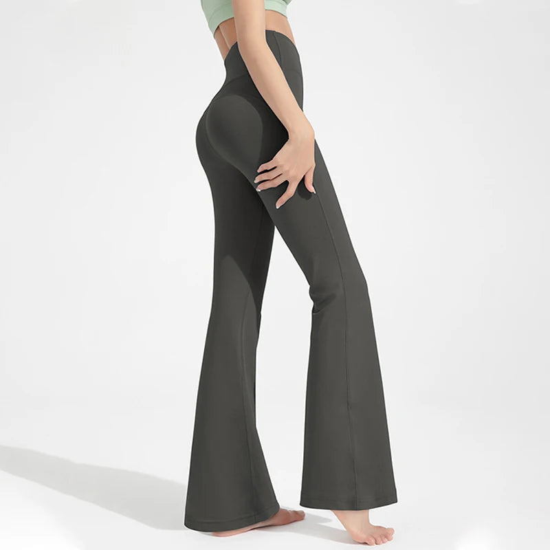 High Waisted Yoga Pants for Outdoor Running and Fitness - Hip Lifting Bell Bottom Design