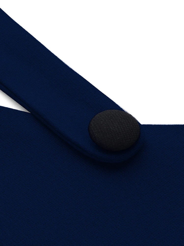 Print Floral Patchwork Button Business Three Quarter Zip Back Bodycon Dress