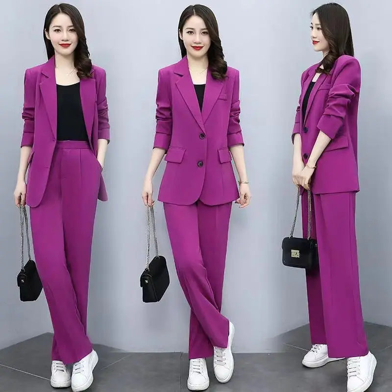 Conjunto de 2 piezas de blazer y pantalón largo para mujer