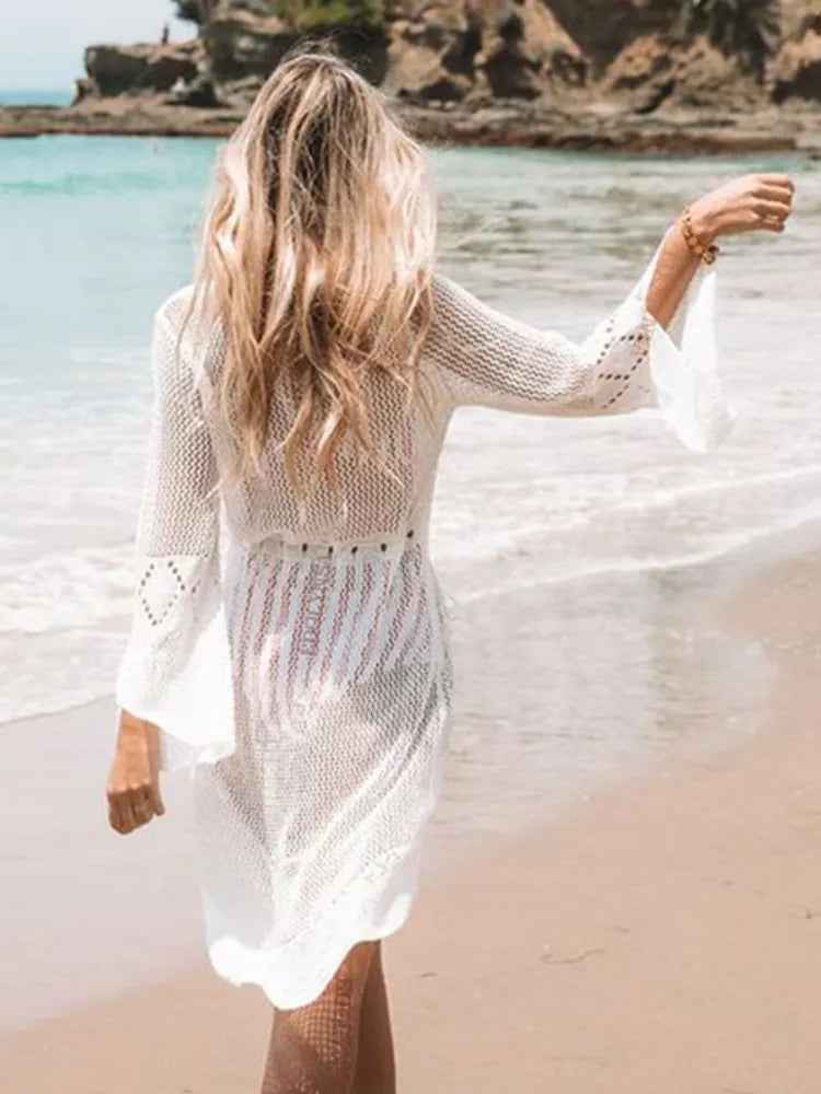 White Crochet Beach Tunic Cover-Up