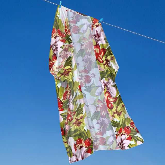 Printed Bikini Set with Wrap Skirt Sarong