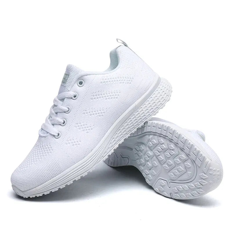 Zapatos informales de mujer, moda, transpirables, planos de malla para caminar