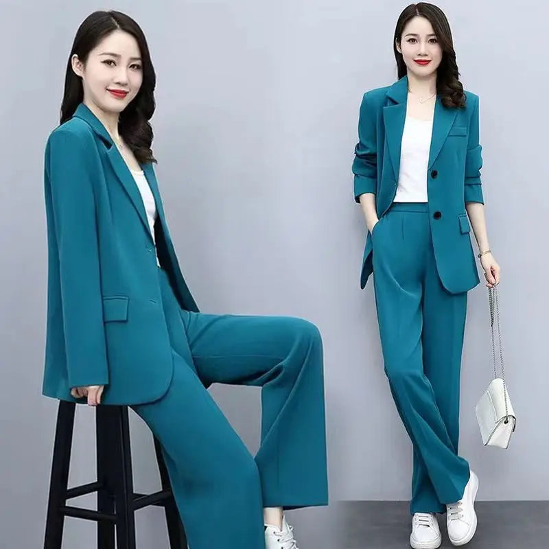 Conjunto de 2 piezas de blazer y pantalón largo para mujer