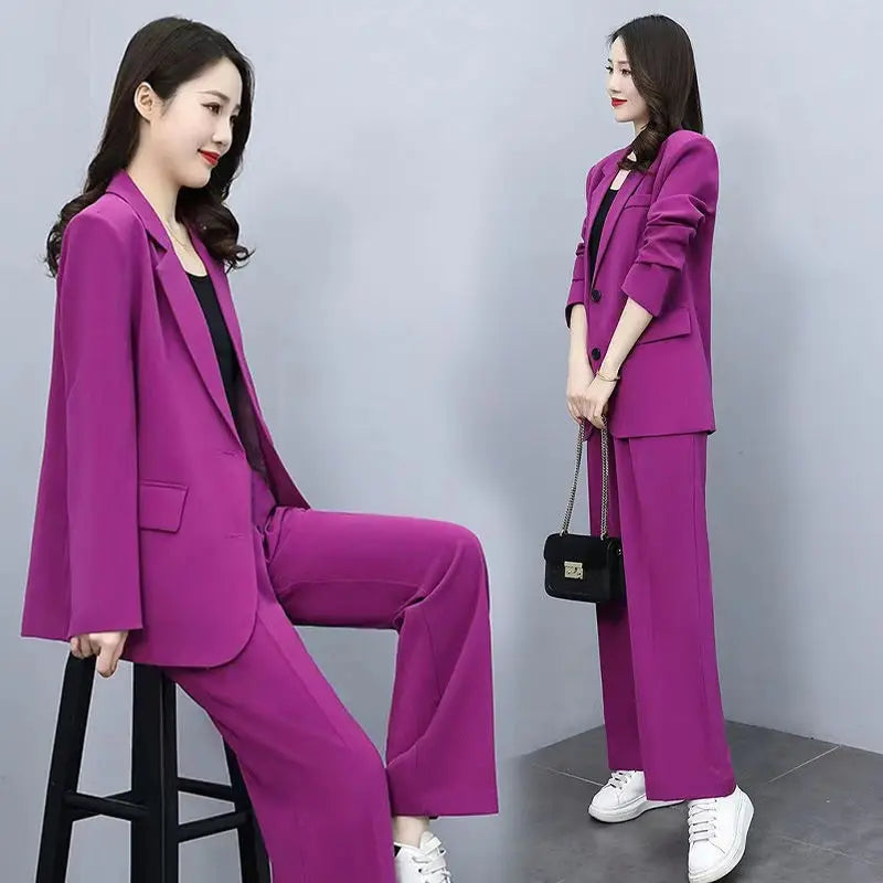 Conjunto de 2 piezas de blazer y pantalón largo para mujer