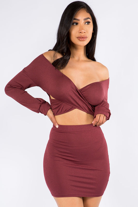 Kehlani Allure: Off-Shoulder Mini Skirt Set