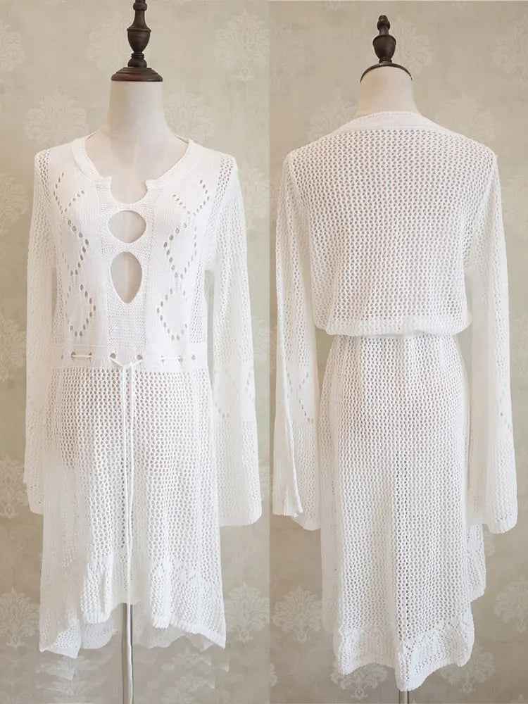 White Crochet Beach Tunic Cover-Up