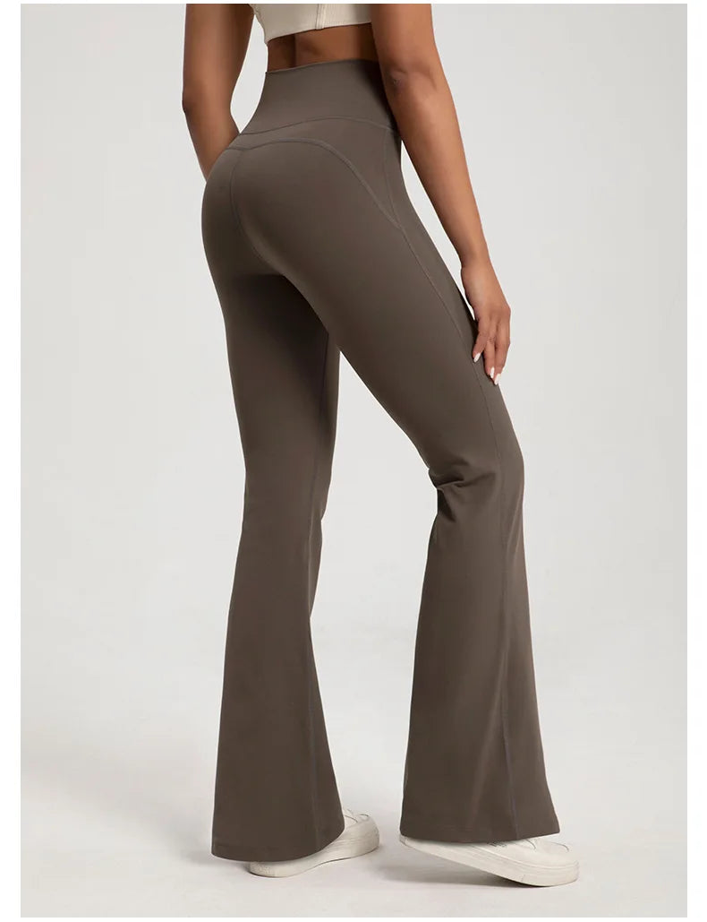 High Waisted Yoga Pants for Outdoor Running and Fitness - Hip Lifting Bell Bottom Design