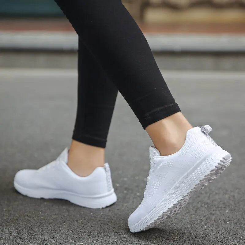 Zapatos informales de mujer, moda, transpirables, planos de malla para caminar