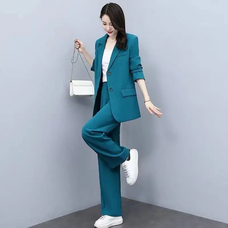 Conjunto de 2 piezas de blazer y pantalón largo para mujer