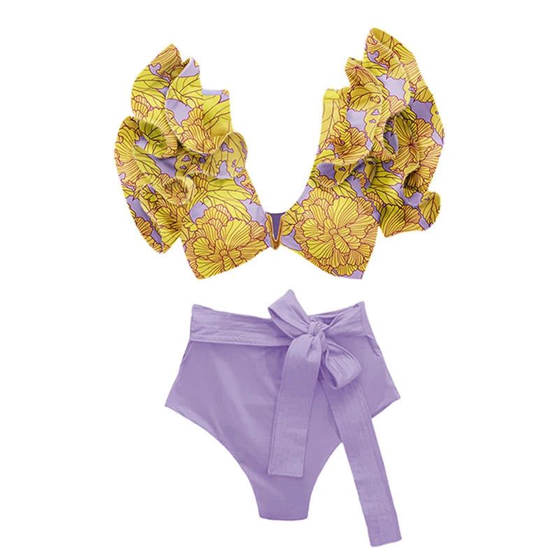 One Piece Swimsuit Bikini With Skirt Swimwear Summer Women Bowknot Cover Up
