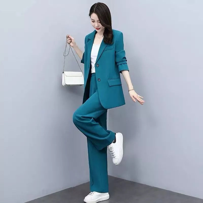 Conjunto de 2 piezas de blazer y pantalón largo para mujer