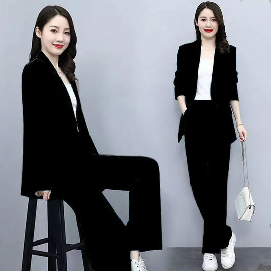 Women's Blazers Long Pants 2 Piece Set