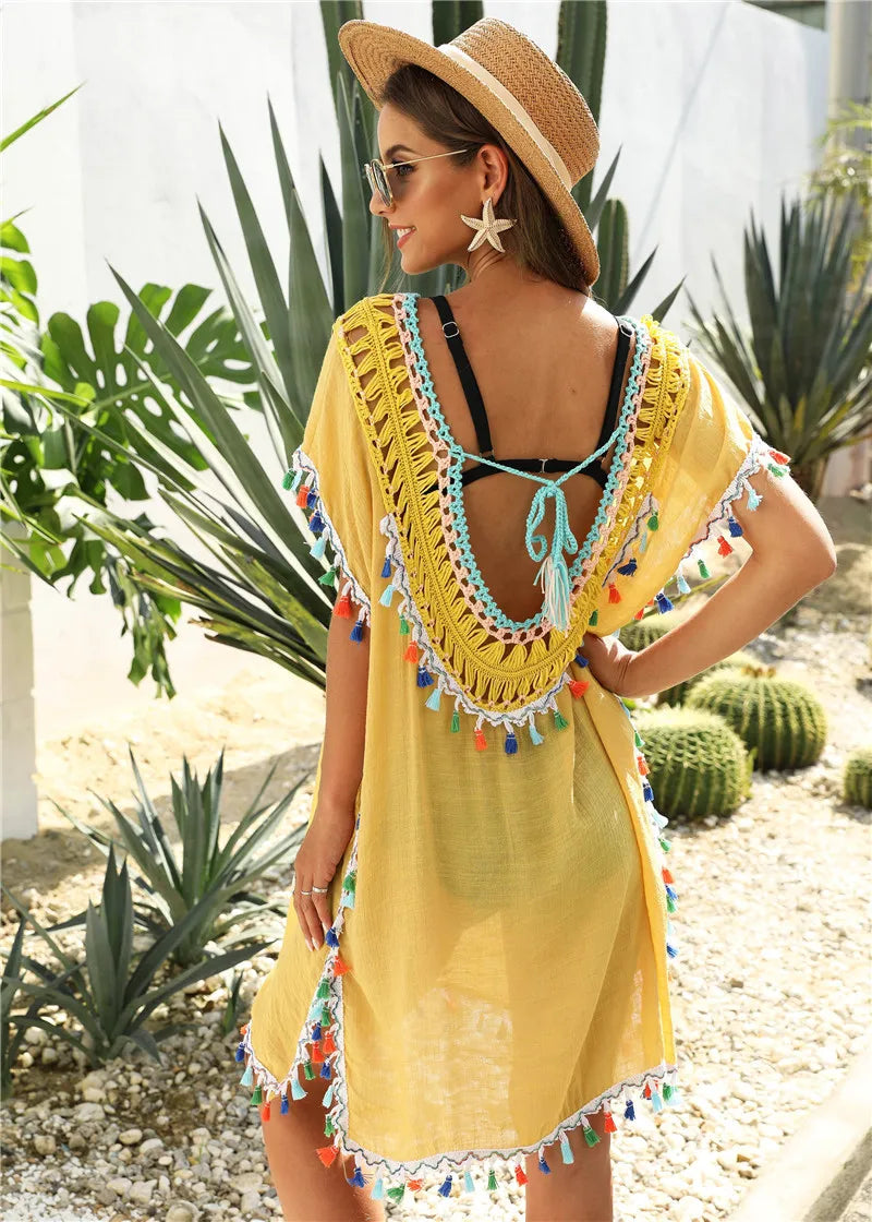 Beach Cover Up for Women Swimwear Tunic Fringe Ups