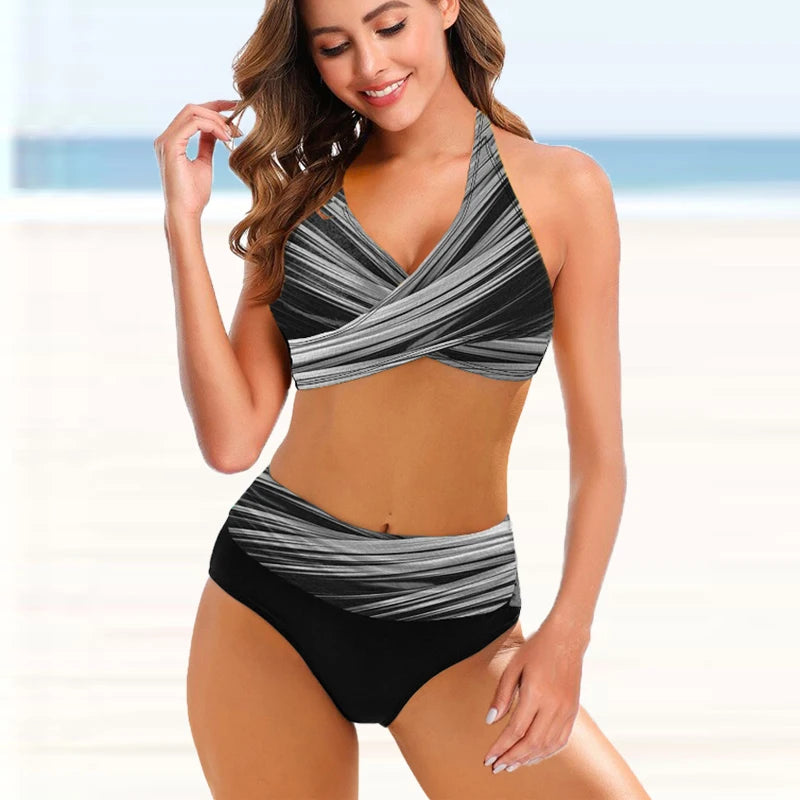Women Beachwear Leaves Pattern Vest Tankini