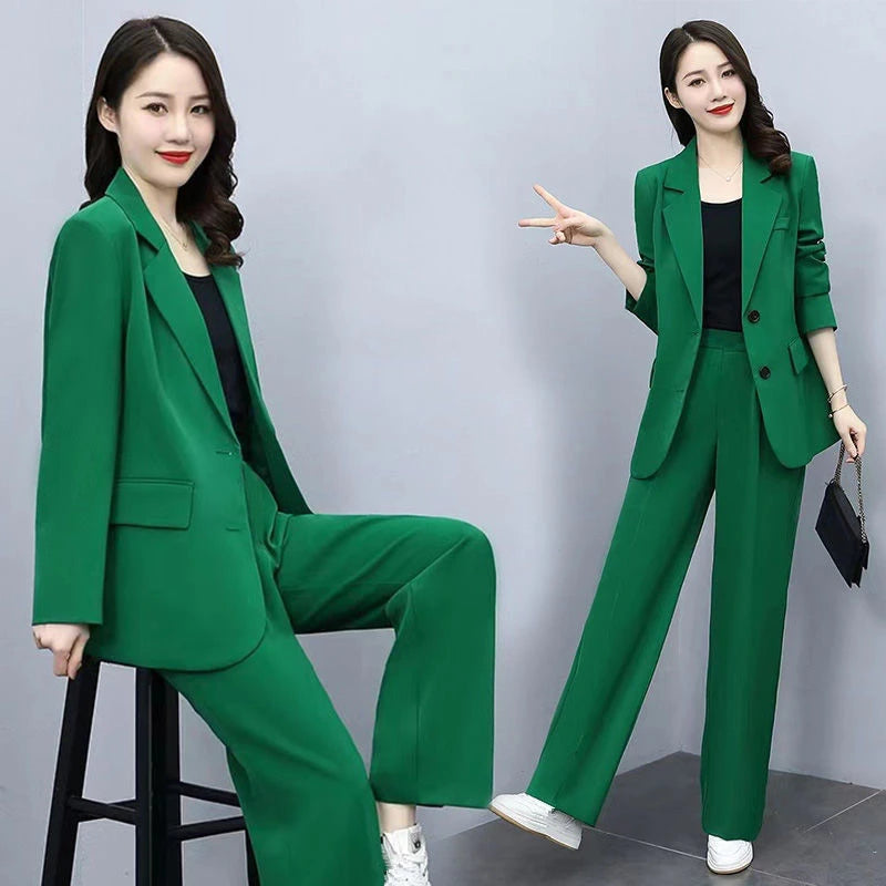 Conjunto de 2 piezas de blazer y pantalón largo para mujer