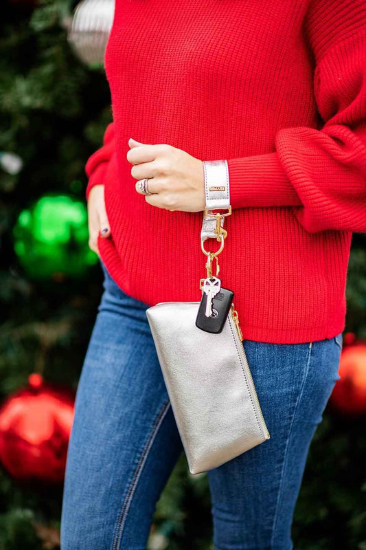 Silver Premium Leather Clip Bag