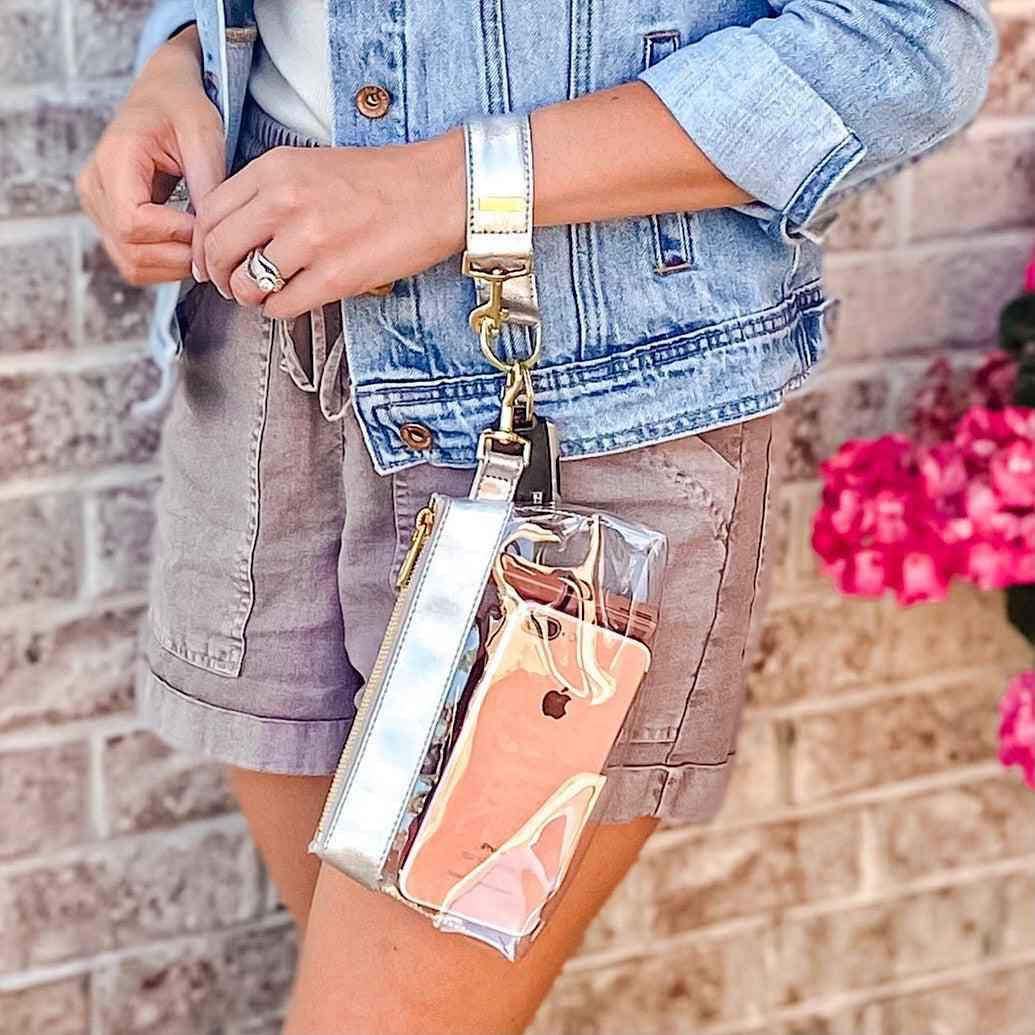 Silver Premium Leather Clip Bag